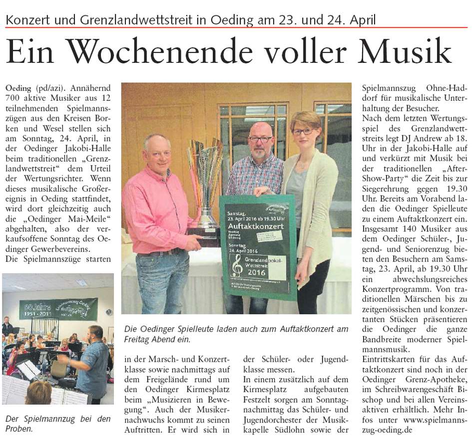 Ein Wochenende voller Musik | Stadtanzeiger Borken 20.04.2016