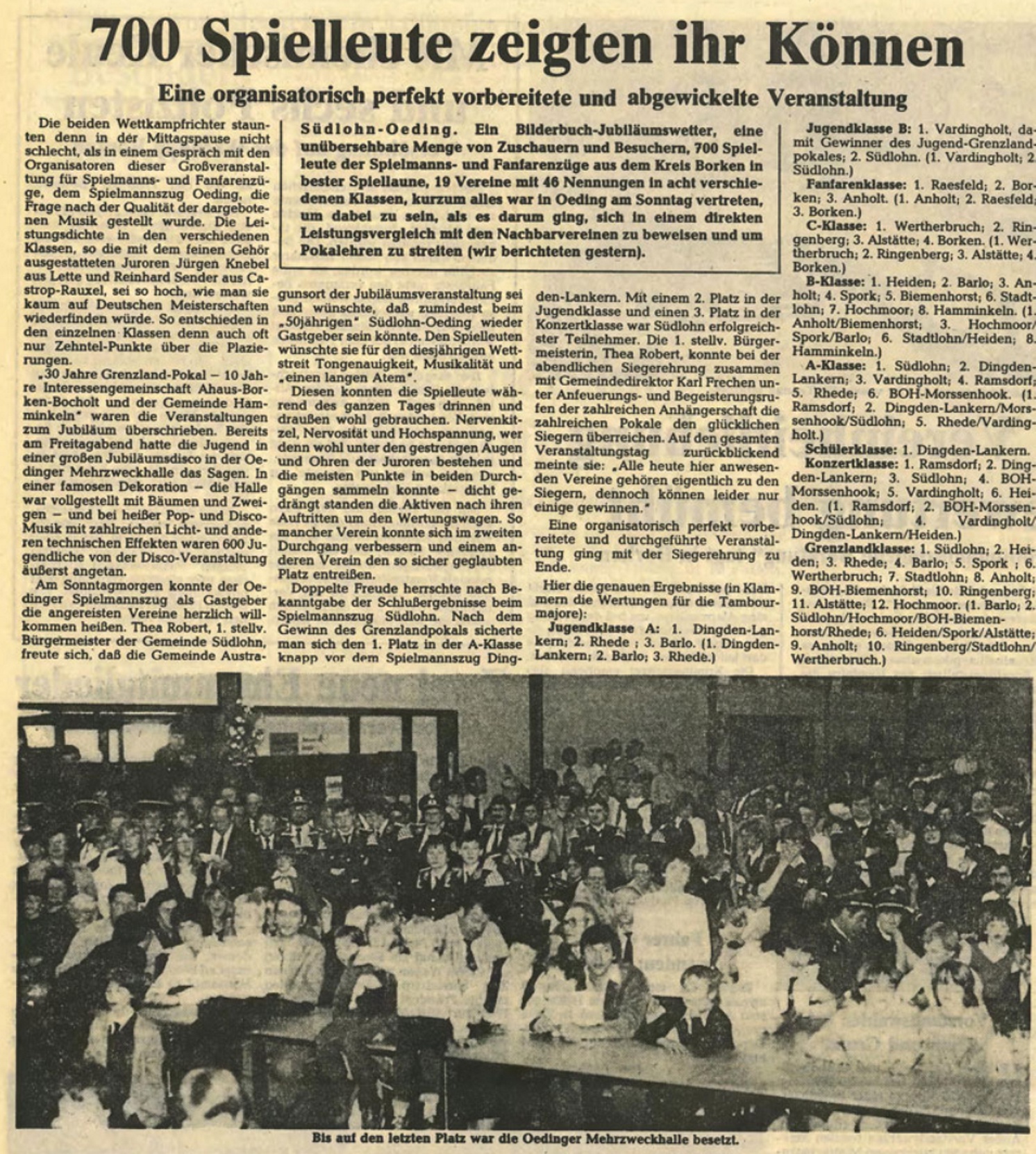 700 Spielleute zeigten ihr Können | Grenzlandpokalwettstreit 1983 in Oeding