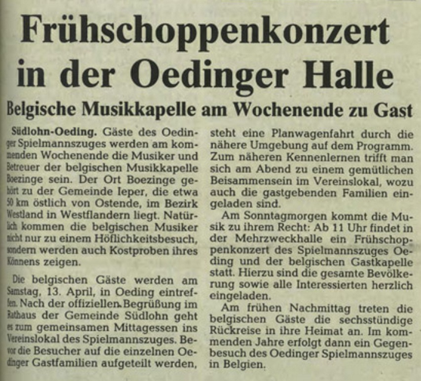 Frühschoppenkonzert in der Oedinger Halle | BZ 10 04 1985