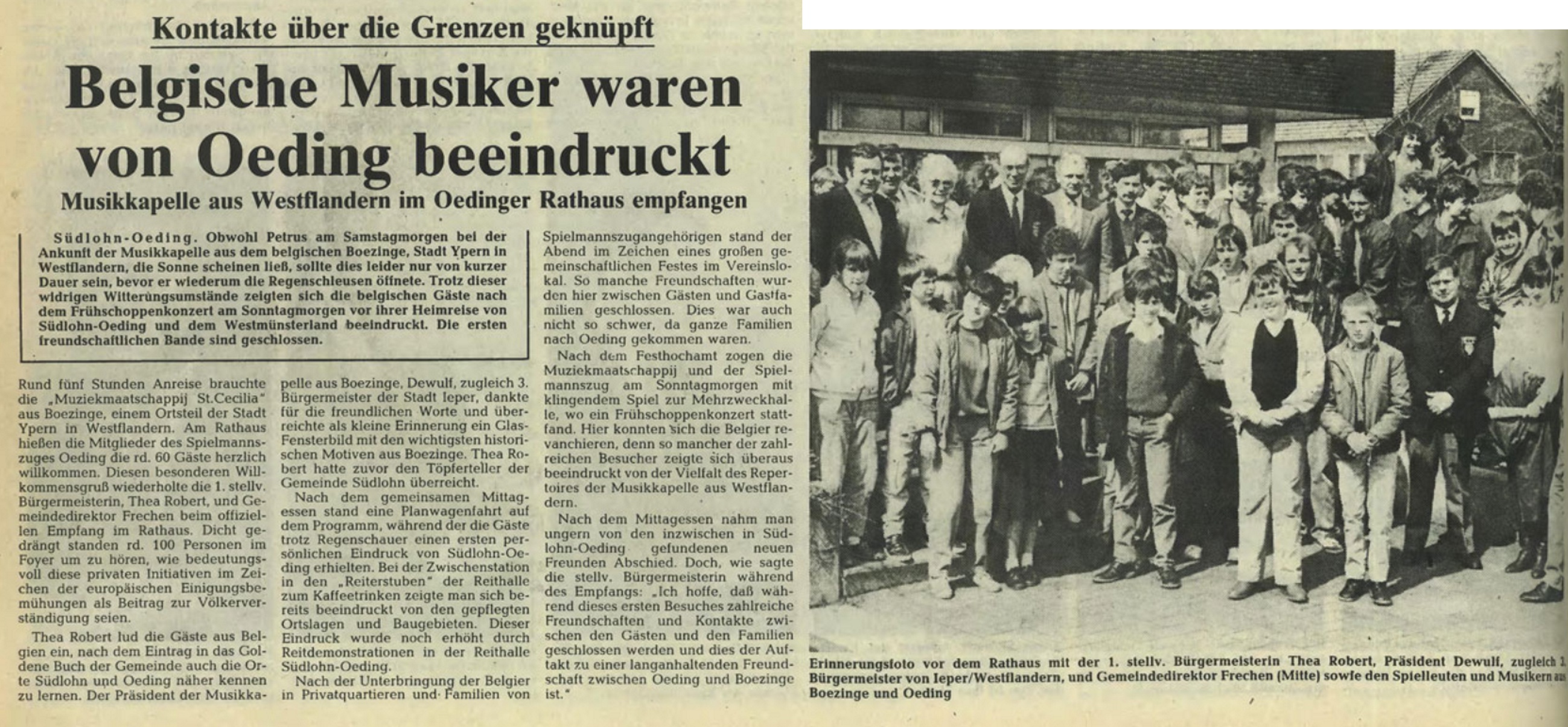 Belgische Musiker waren von Oeding beeindruckt | BZ 15.04.1985