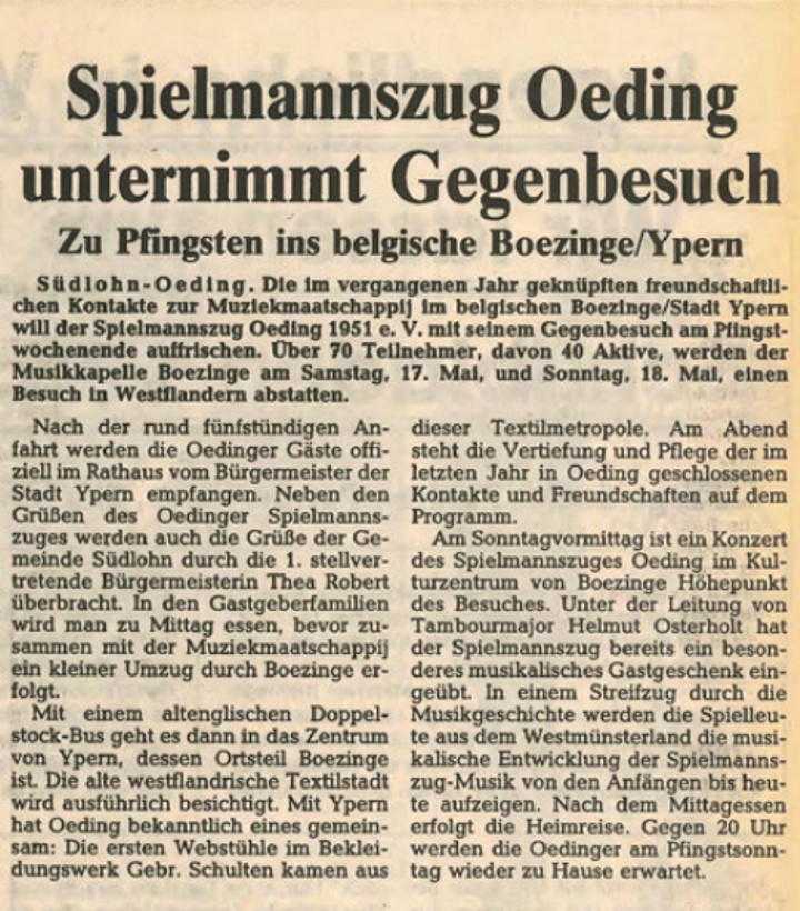 Spielmannszug Oeding unternimmt Gegenbesuch | BZ 17 05 1986