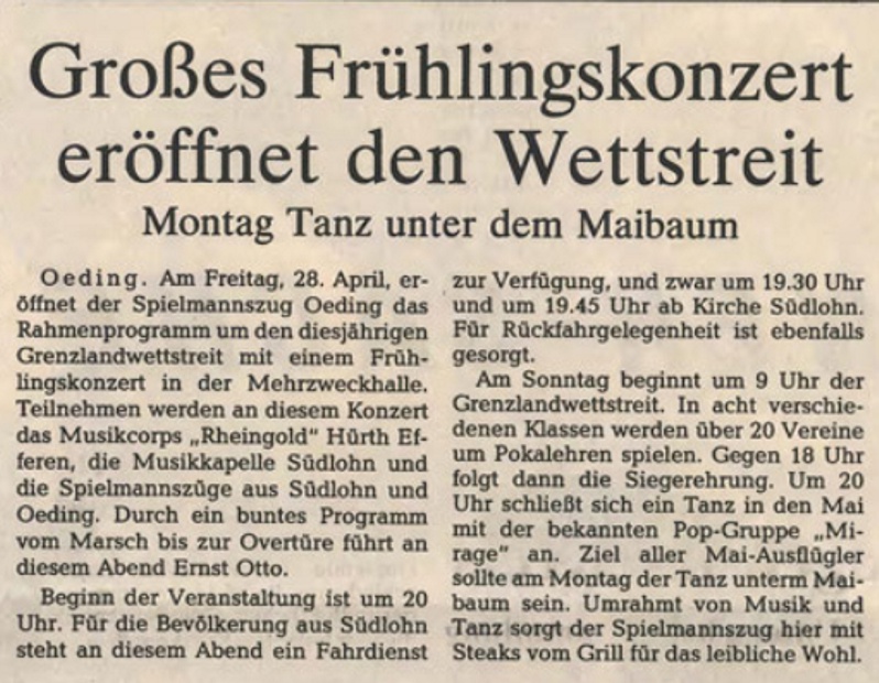Großes Frühlingskonzert eröffnet den Wettstreit - BZ 26.04.1989