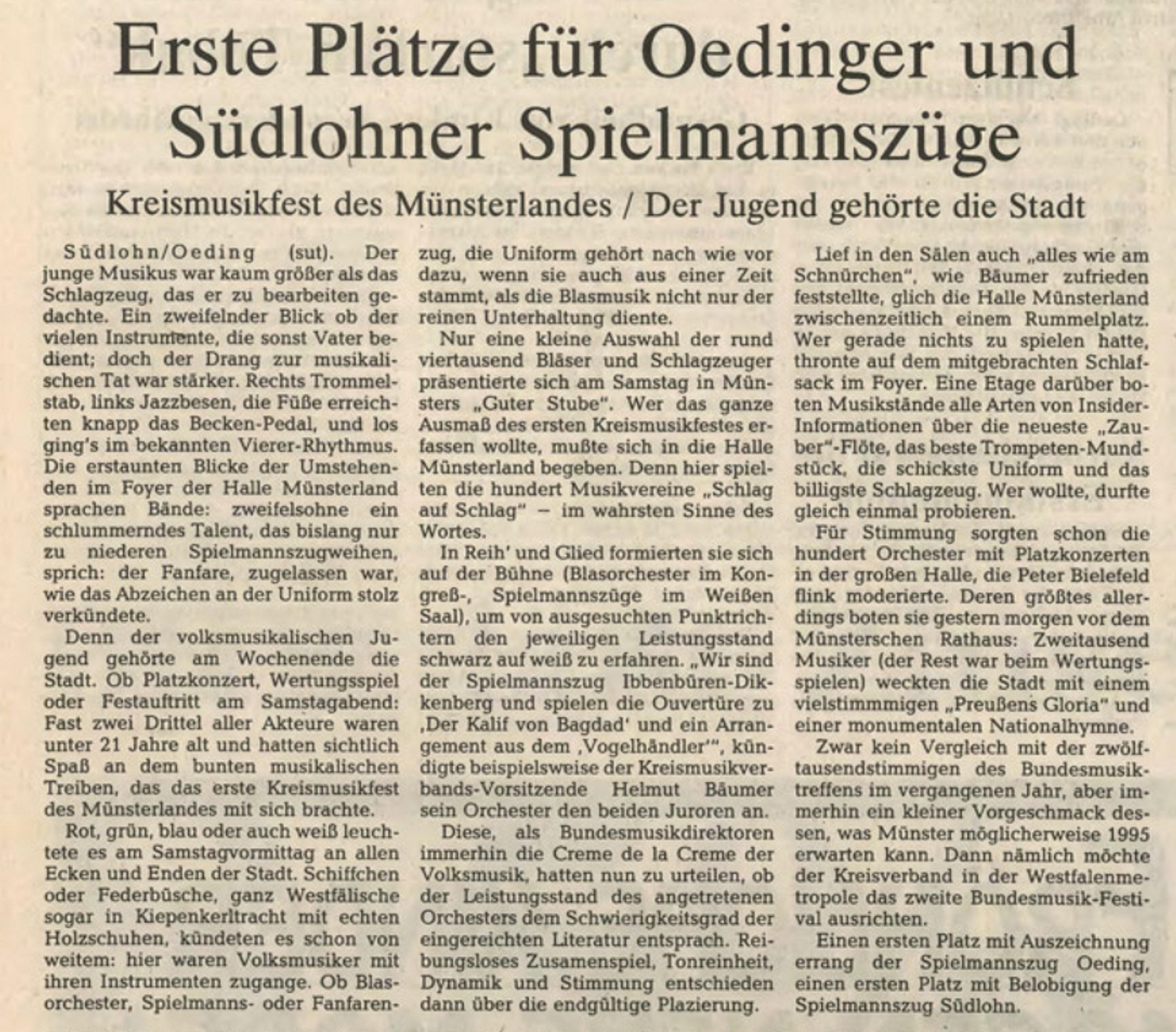 Erste Plätze für Oedinger und Südlohner Spielmannszüge | BZ 04 04 1990
