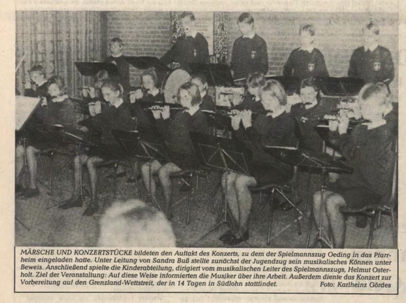 Jugendkonzert im Pfarrheim zur Vorbereitung auf den Grenzlandwettstreit in Südlohn | Borkener Zeitung 18.04.1990