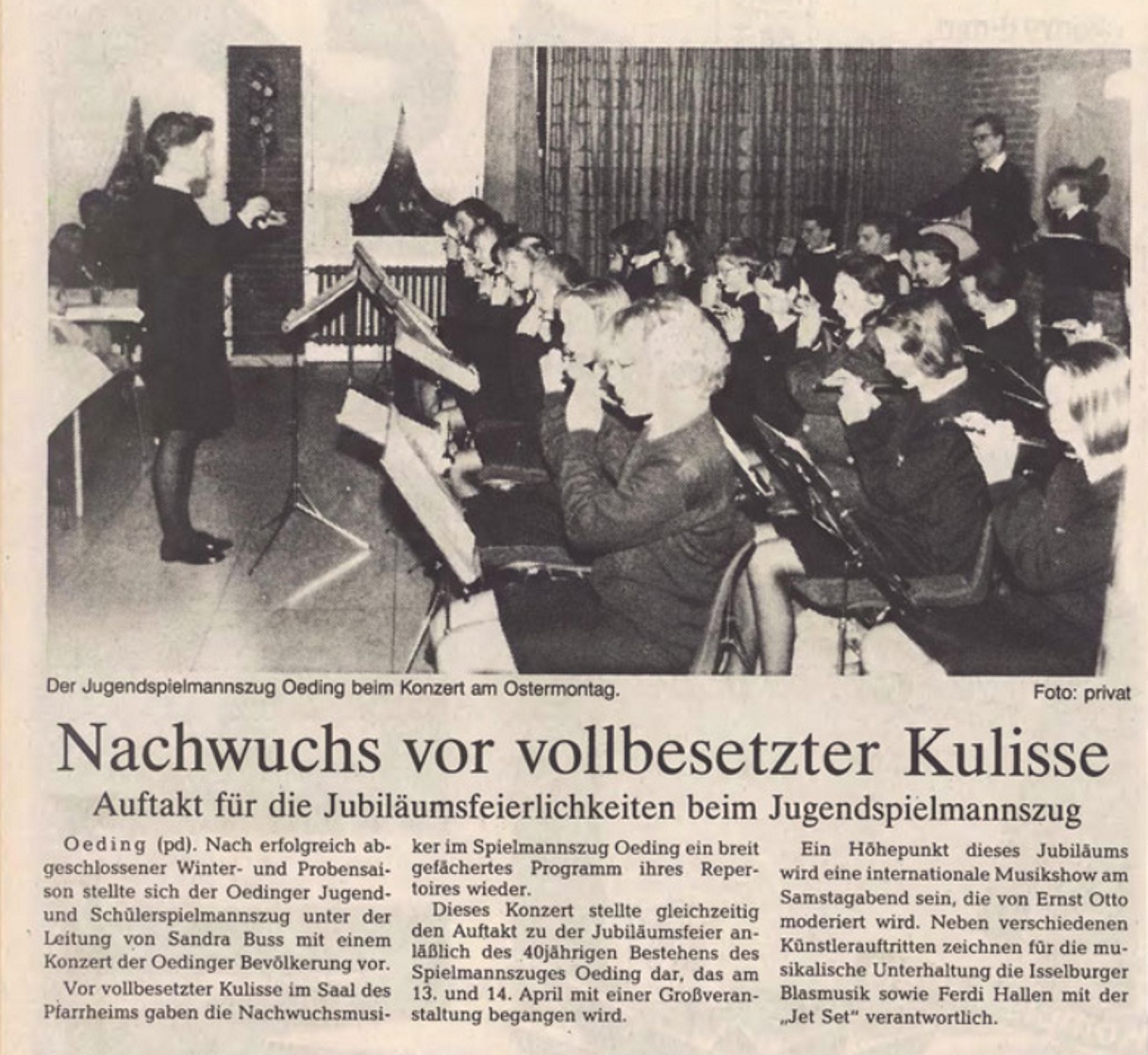 Der Jugendspielmannszug Oeding beim Konzert am Ostermontag | Borkener Zeitung  04.04.1991