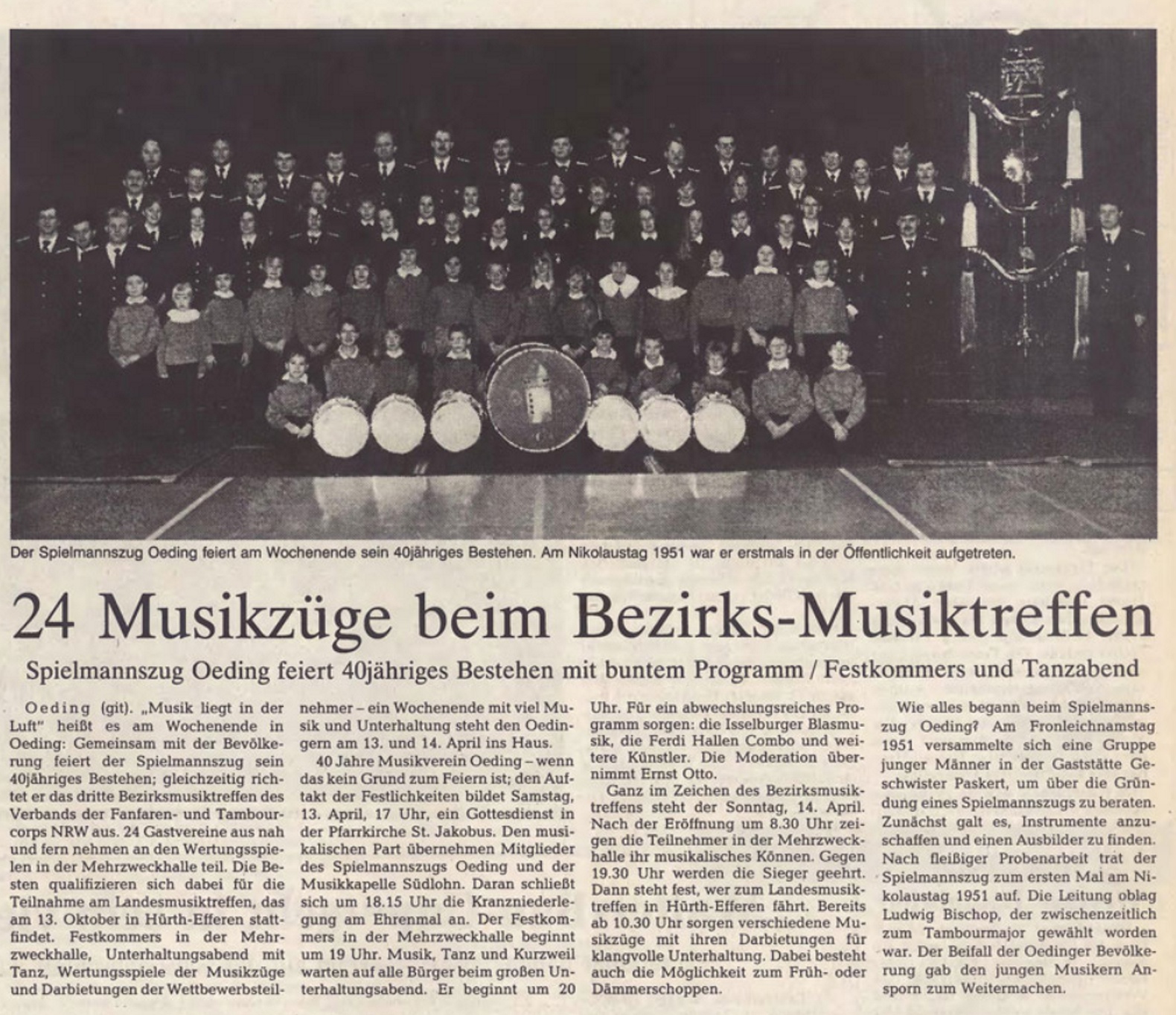 24 Musikzüge beim Bezirks-Musiktreffen in Oeding - Borkener Zeitung 09.04.1991