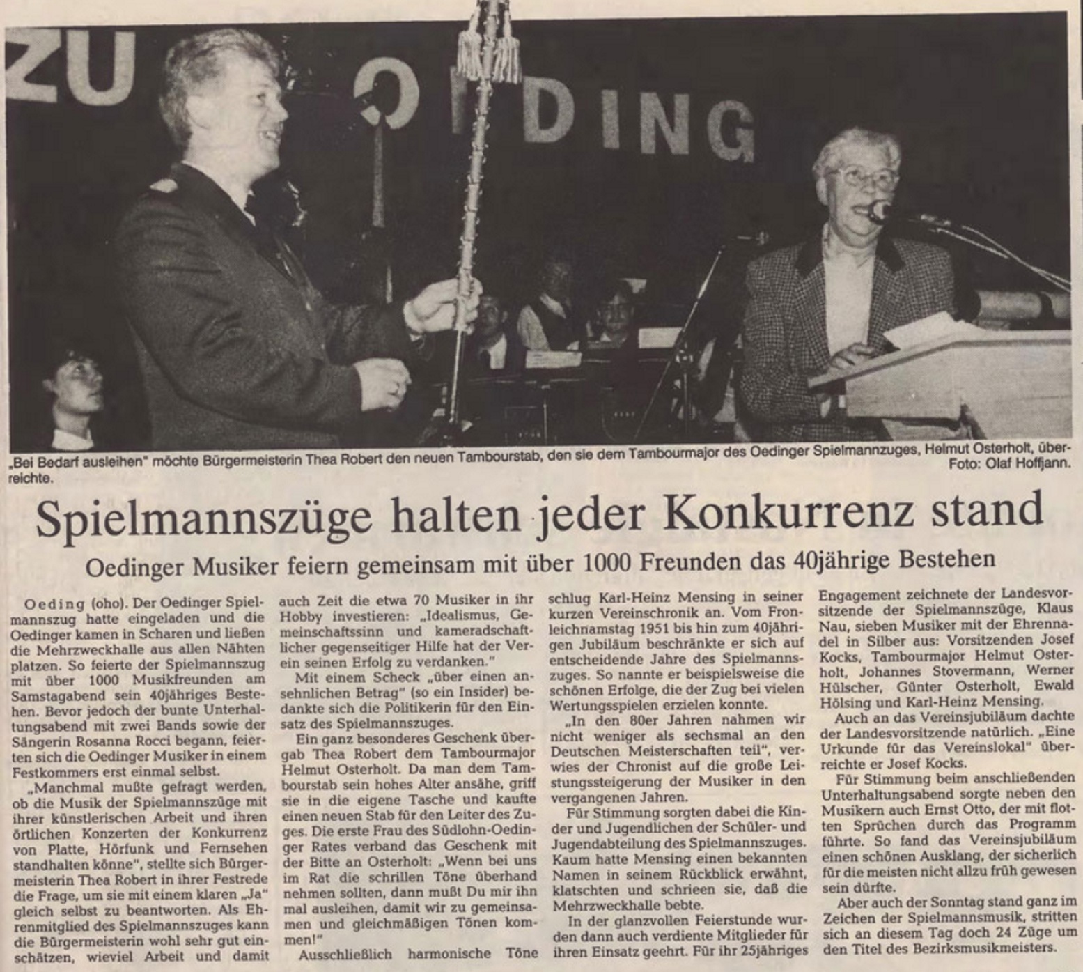 Oedinger Musiker feiern gemeinsam mit über 1000 Freunden das 40jährige Bestehen | Borkener Zeitung berichtete am 15. April 1991