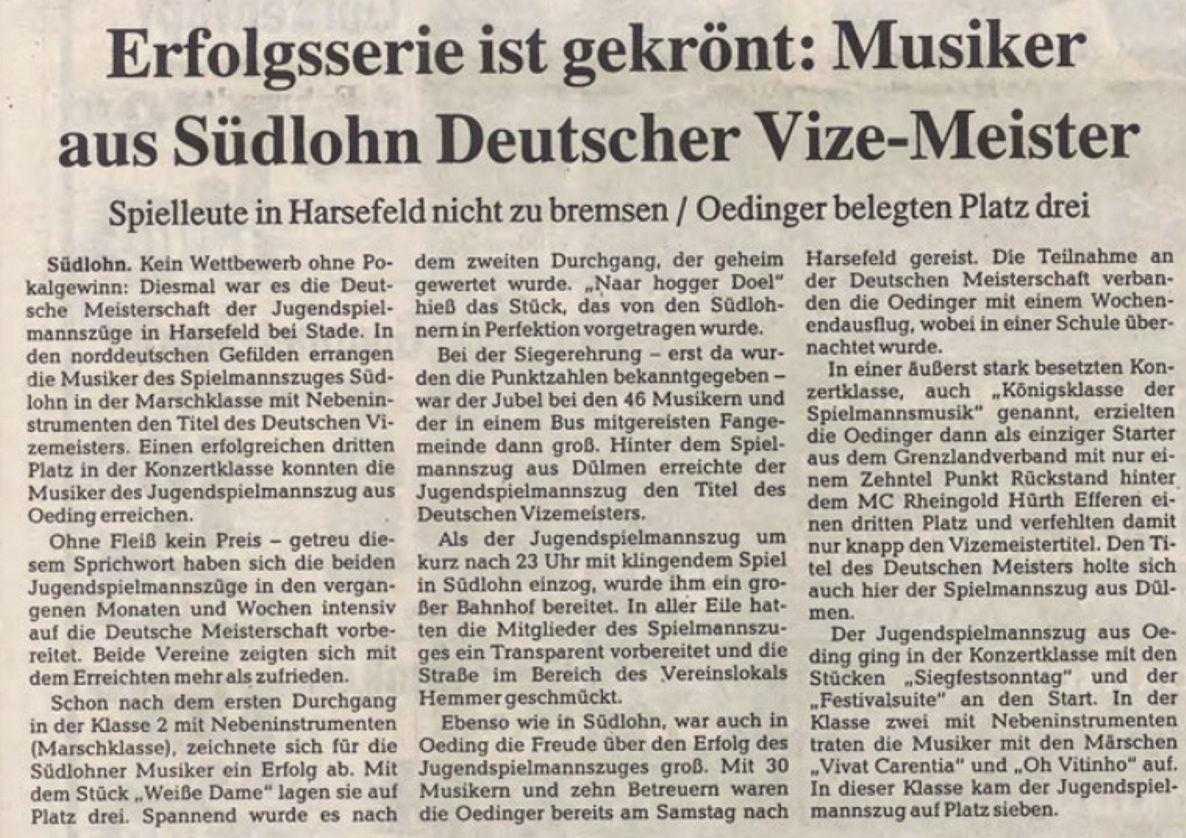 Spielleute in Harsefeld nicht zu bremsen / Oedinger belegten Platz drei | Borkener Zeitung - Lokales Südlohn - 03.06.1993