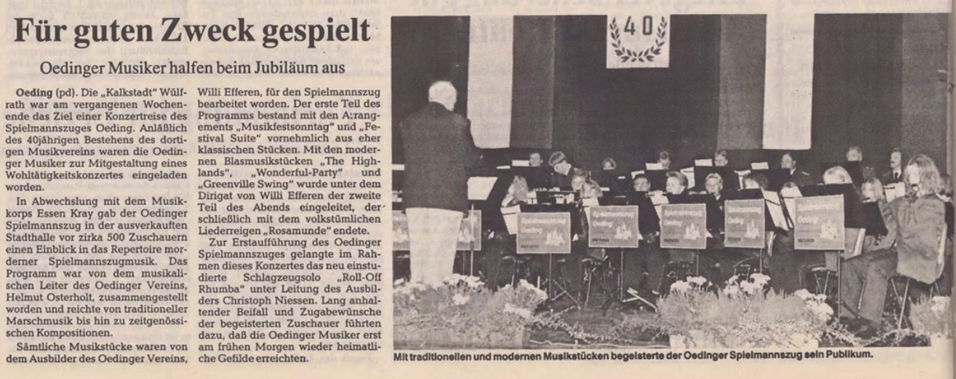 Oedinger Musiker halfen beim Jubiläum aus | BZ 05 10 1994