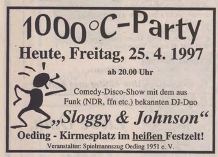 1000°C-Party mit Sloggy & Johnson | 25.04.1997 