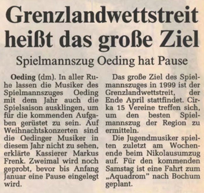 BZ 08 12 1998 | Grenzlandwettstreit heißt das große Ziel