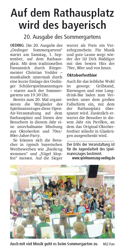 Pressebericht zum 20. Sommergarten 2012