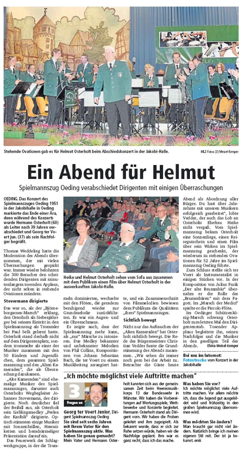 Münsterland Zeitung 04.11.2013 - Ein Abend für Helmut