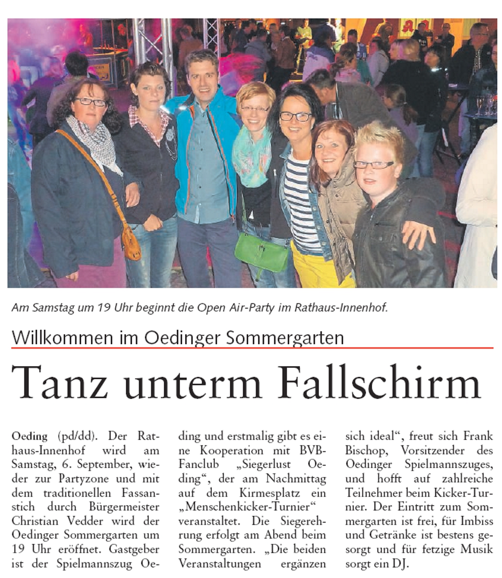 Tanz unterm Fallschirm - Willkommen im Oedinger Sommergarten | Stadtanzeiger Borken 03.09.2014