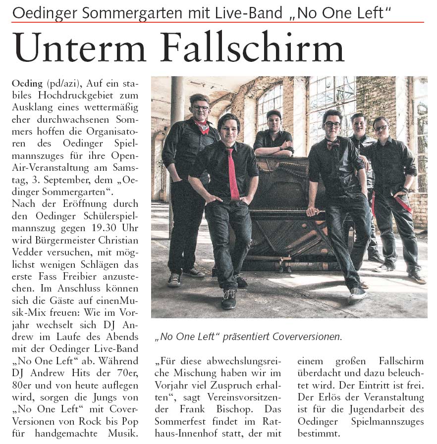 Unterm Fallschirm | Oedinger Sommergarten 2016 - Bericht vom Stadtanzeiger Borken