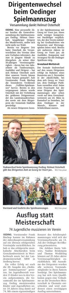 Dirigentenwechsel beim Spielmannszug Oeding - Georg ter Voert jun.